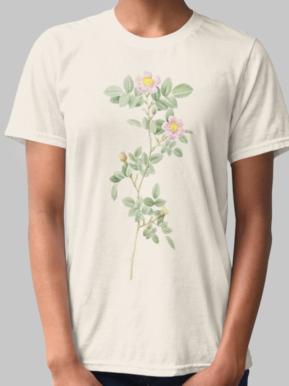 Chinaberry Vintage Floral Print Short Sleeve Graphic Tee T-shirt S-XXL